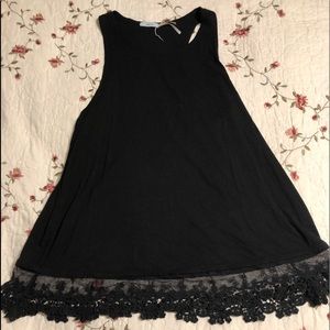 Black Tank Top with Lace Bottom